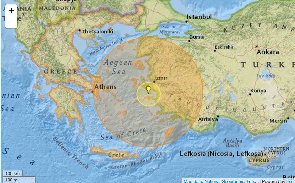 Pusat gempa Turki-Yunani.