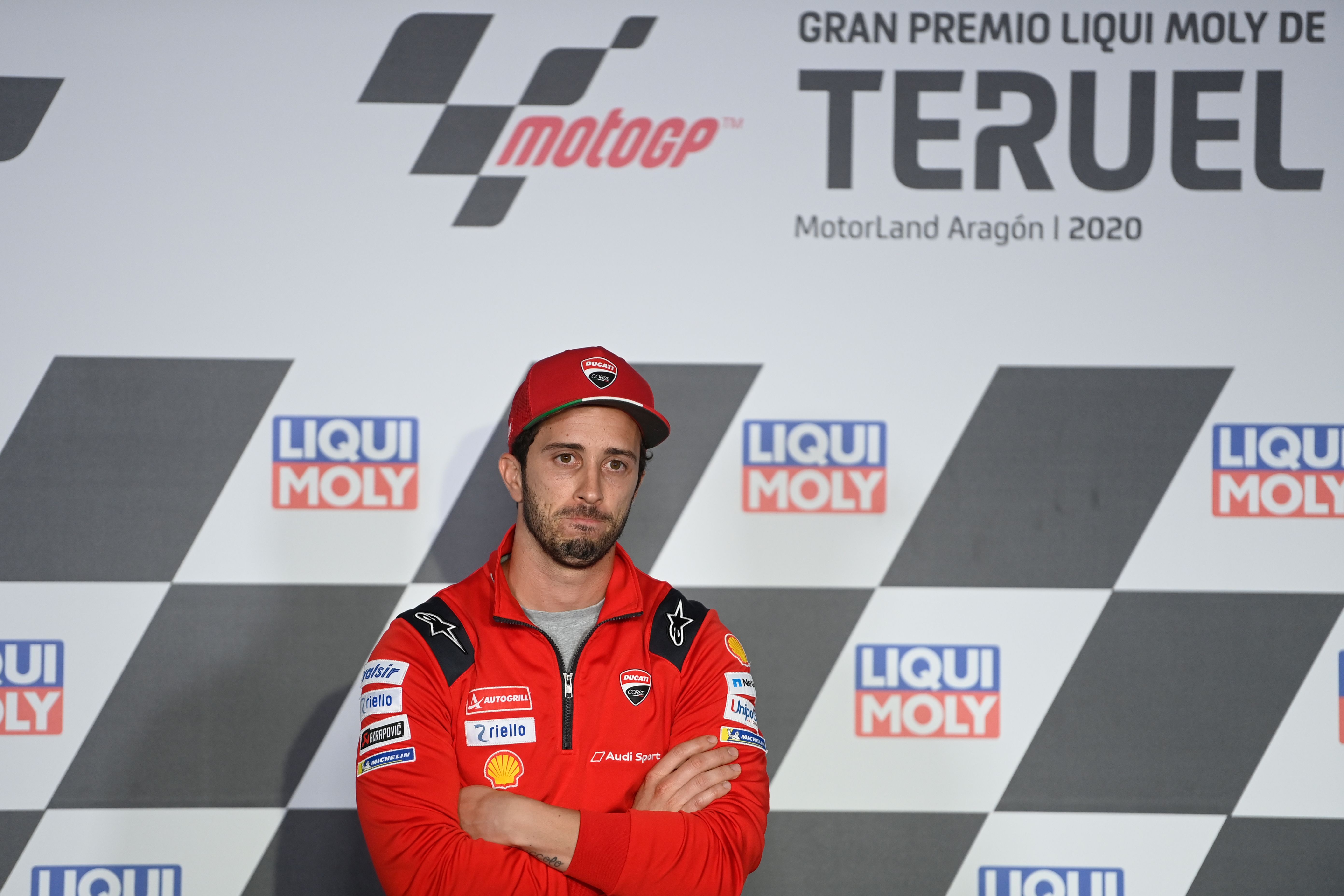 Pembalap Ducati asal Italia, Andrea Dovizioso, saat memberikan keterangan pers.