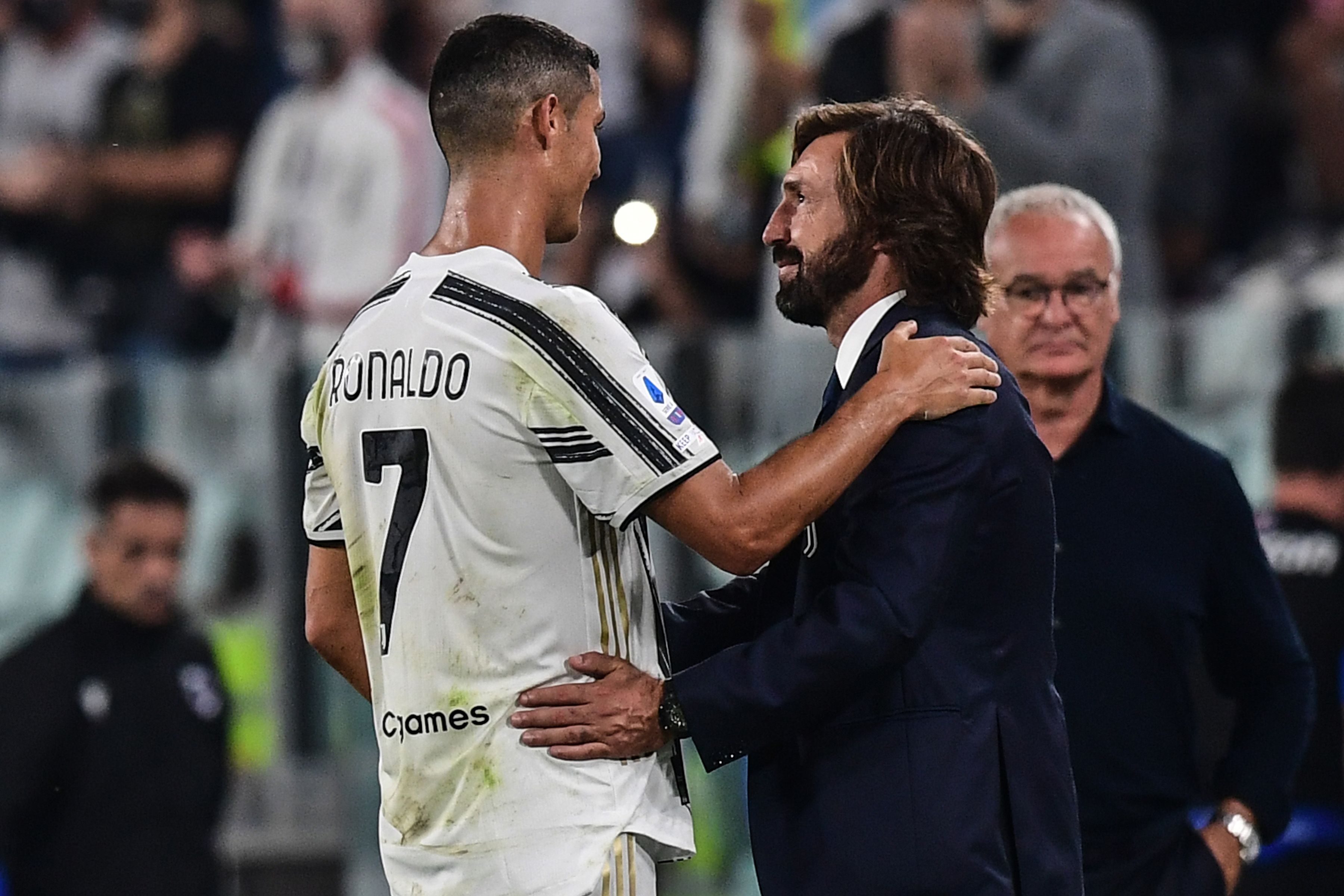 Cristiano Ronaldo (kiri) bersama pelatih Andrea Pirlo