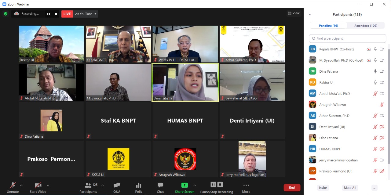 Sekolah Kajian Stratejik dan Global Universitas Indonesia (SKSG UI) menggelar kuliah umum Jumat (9/10/2020).