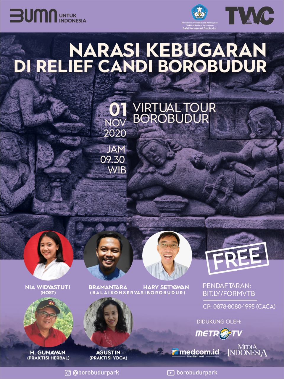 Live Virtual Narasi Kebugaran di Relief Candi Borobudur.