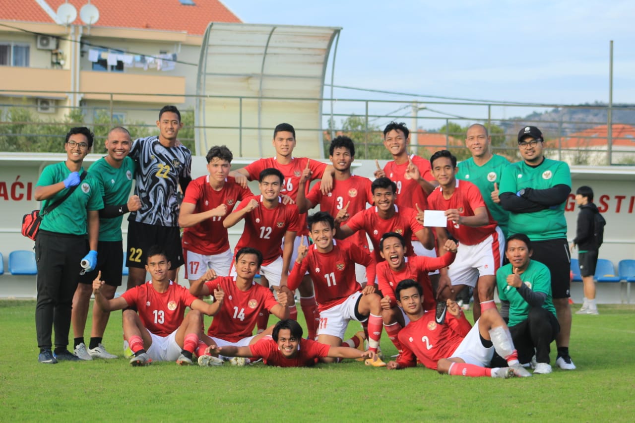  Timnas Indonesia U-19 saat menjalani latih tanding di Kroasia.