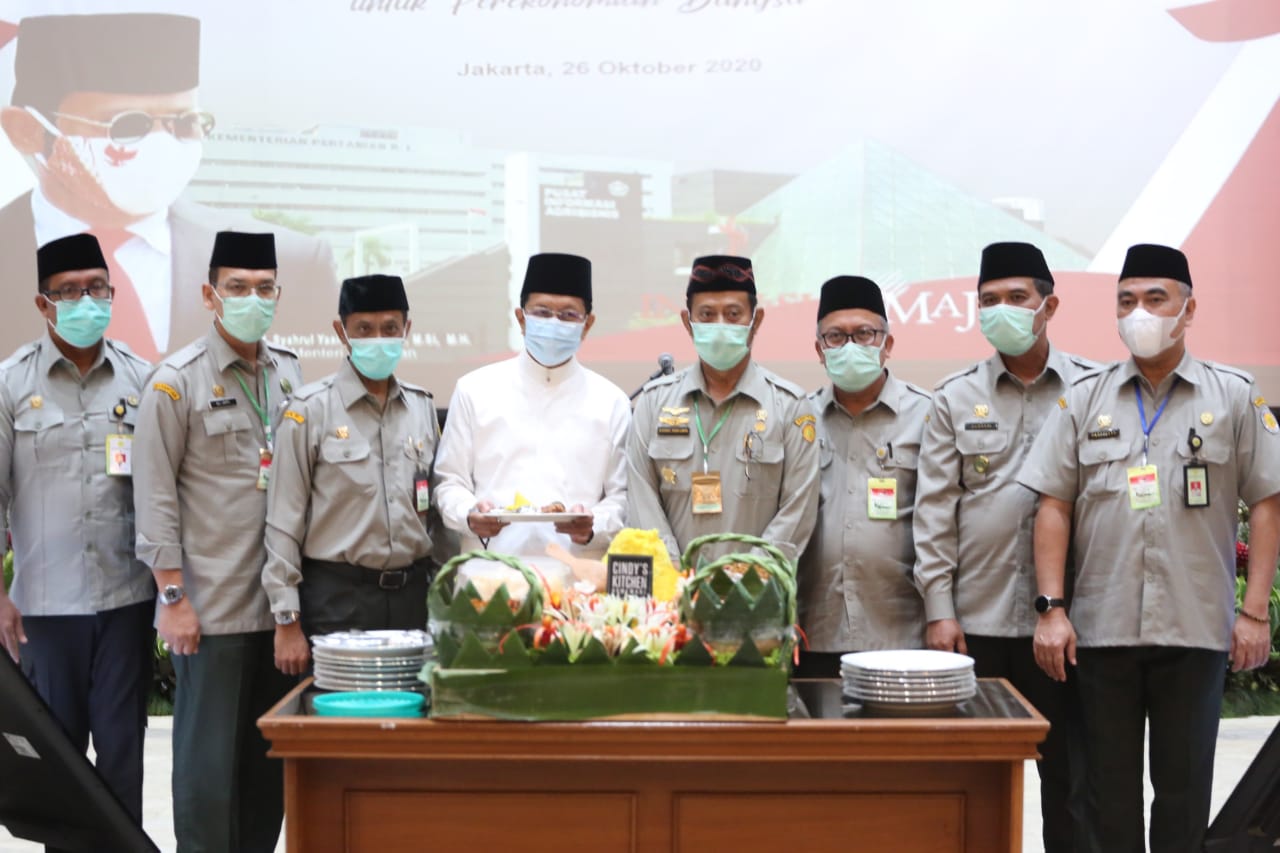 Menteri Pertanian Syahrul Yasin Limpo dalam acara Tasyakur satu tahun kinerja Kementerian Pertanian.