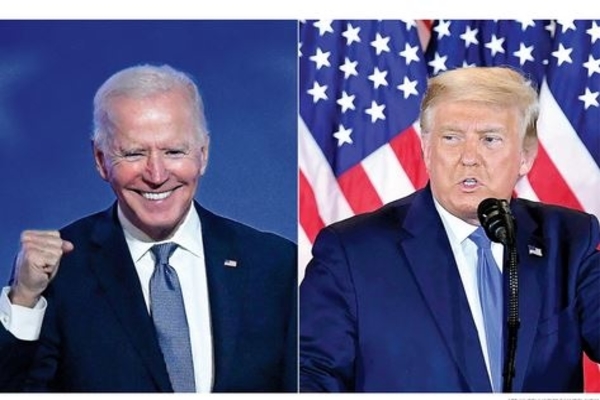 Kandidat Presiden Amerika Serikat dari Partai Demokrat, Joe Biden (kiri), dan petahana Donald Trump dari Partai Republik (kanan)