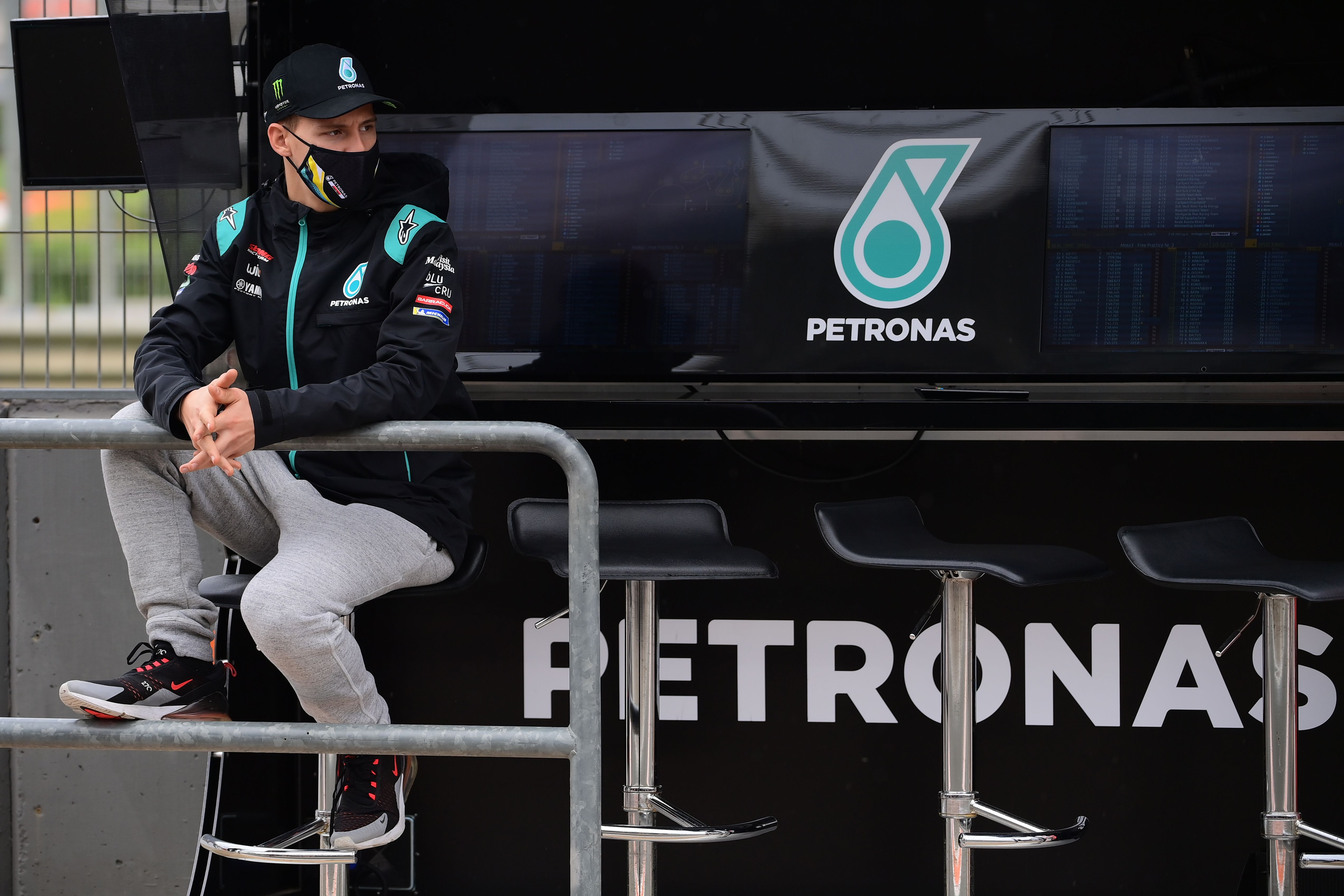 Pembalap asal Prancis, Fabio Quartararo, saat menghadiri sesi latihan di GP Valencia.