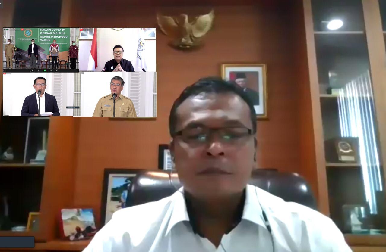 Kepala LAN Adi Suryanto memberikan sambutan secara virtual dalam acara penandatanganan nota kesepahaman penyelenggaraan CorpU.