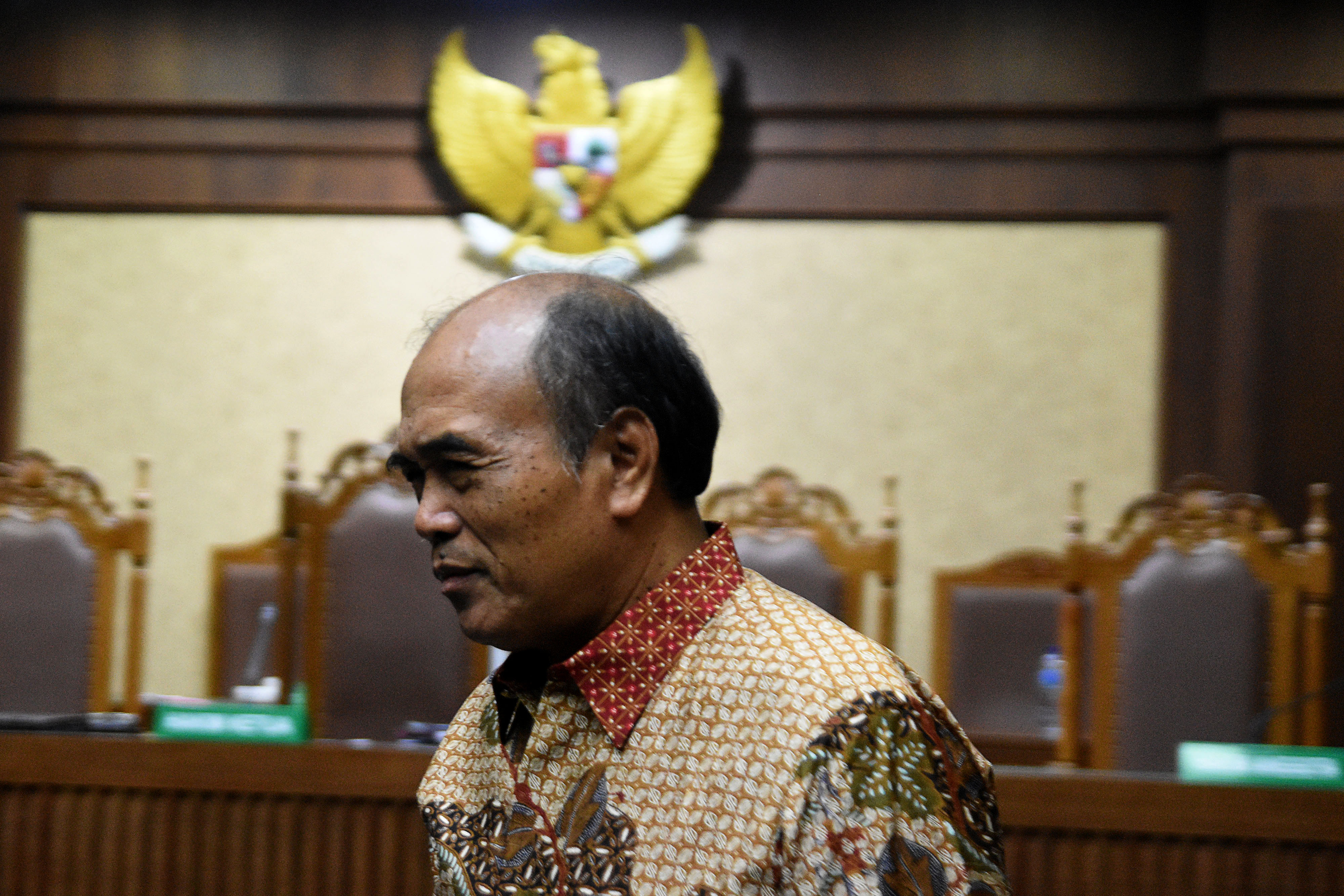 Mantan Direktur Utama PT Asuransi Jasindo Budi Tjahjono saat sidang putusan, di Pengadilan Tipikor, Jakarta, Rabu (10/4/2019).