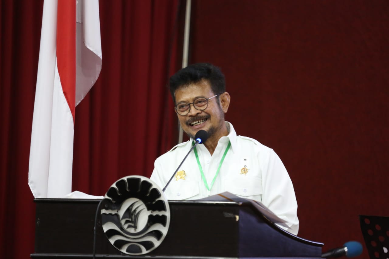 Mentan Syahrul Yasin Limpo saat memberikan kuliah umum di Universitas Negeri Makassar (UNM), Makassar, Sulawesi Selatan.