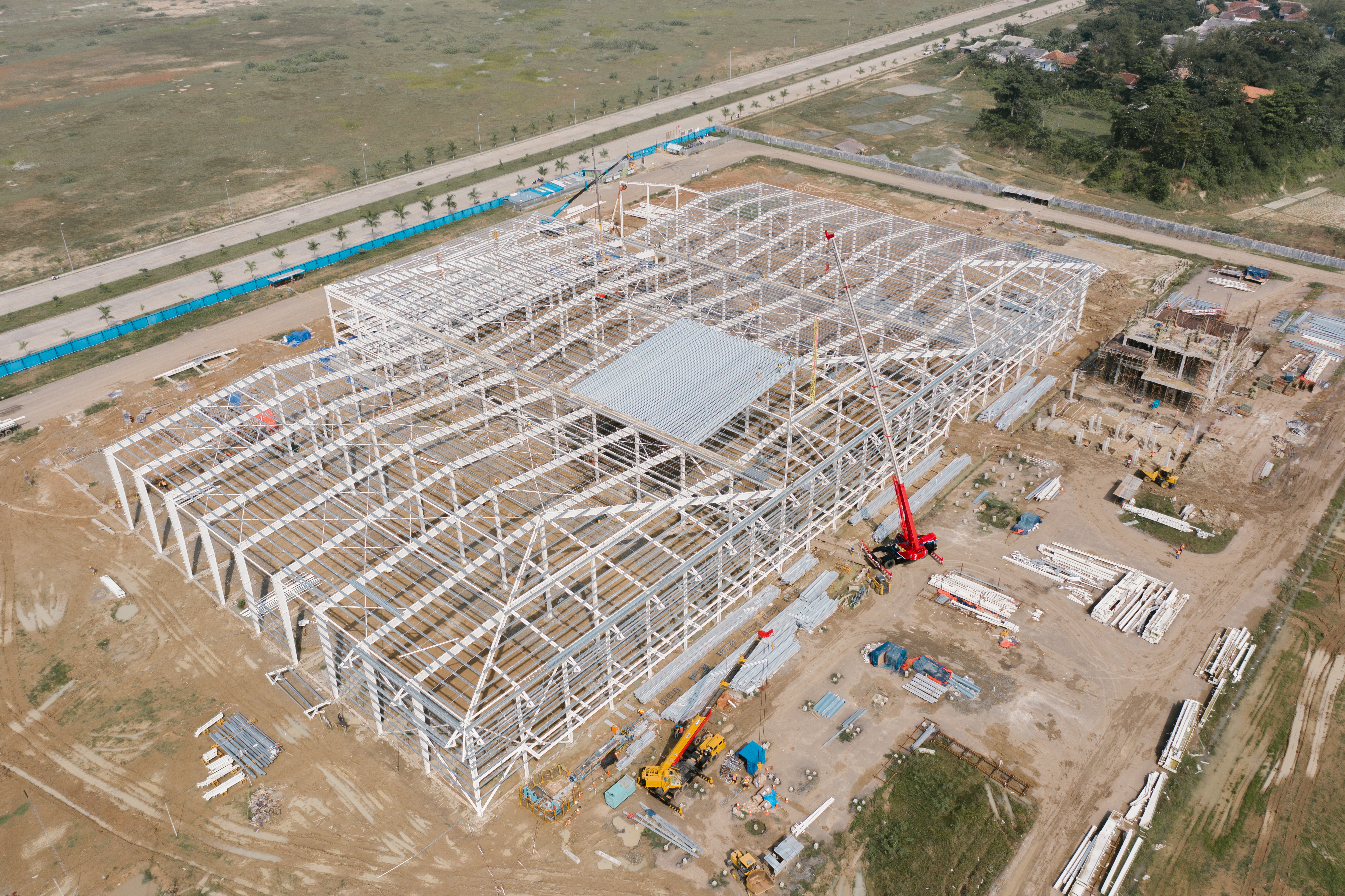 Pabrik baru Mowilex yang tengah di bangun di Kawasan Industri Modern Cikande, Serang, Provinsi Banten. 