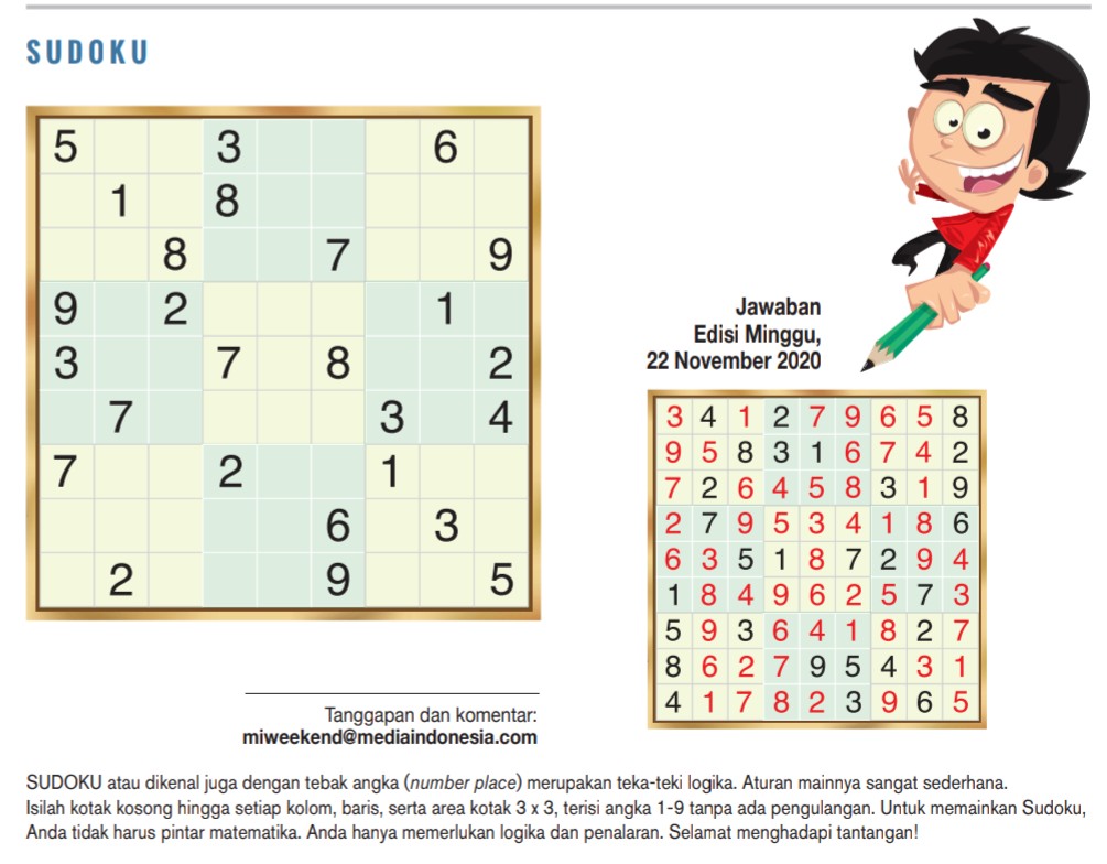 Sudoku Edisi 29 November 2020