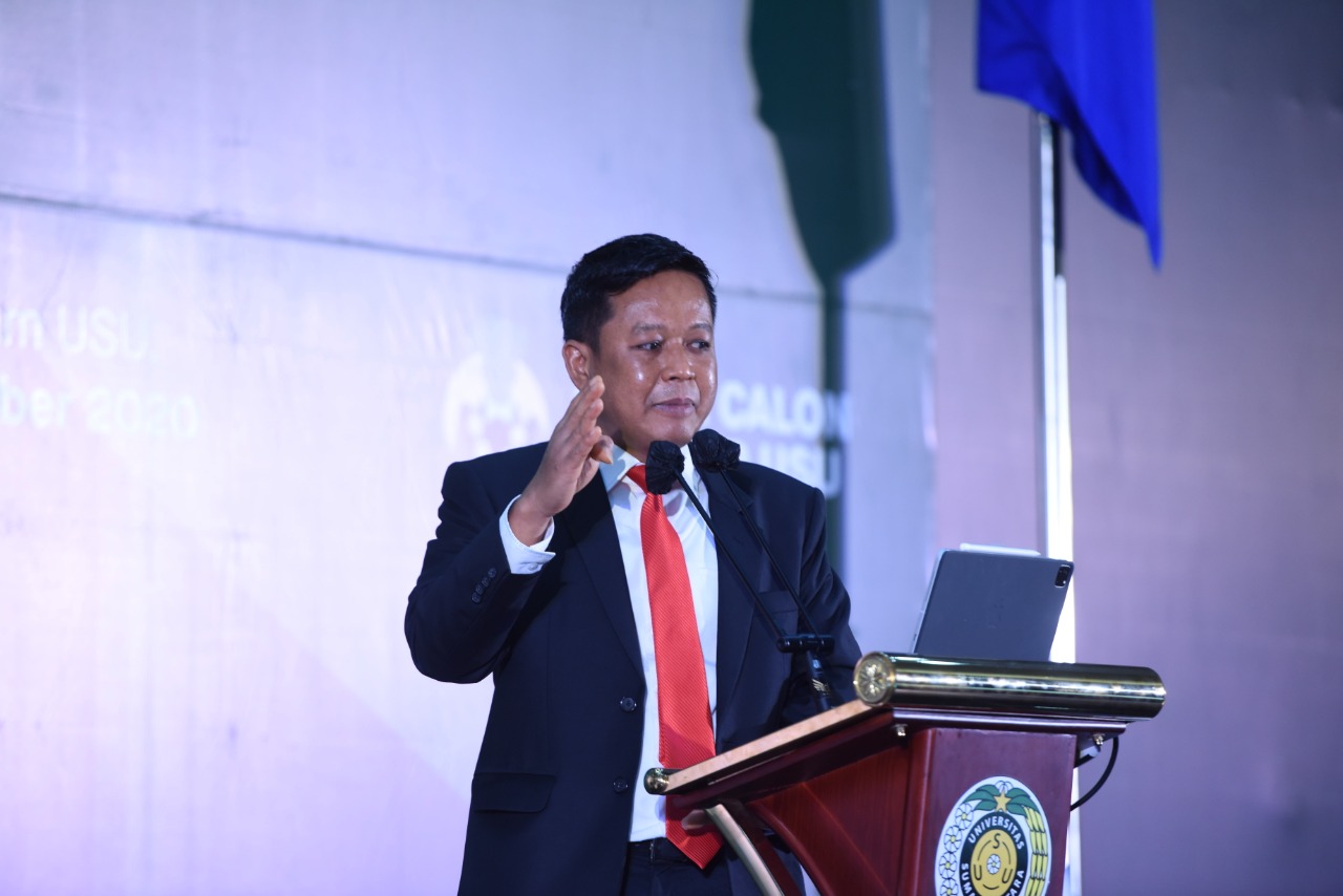 Calon Rektor USU Muryanto Amin: Muryanto Amin saat tampil mengikuti Audisi Calon Rektor USU, Selasa 24 November 2020.