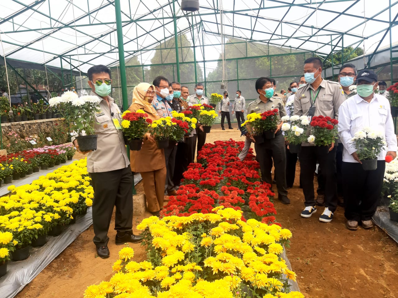 Mentan Syahrul pada acara ekspose inovasi tanaman hias di Balai Penelitian Tanaman Hias (Balithi), Balitbangtan, Cipanas, Cianjur, Jabar.