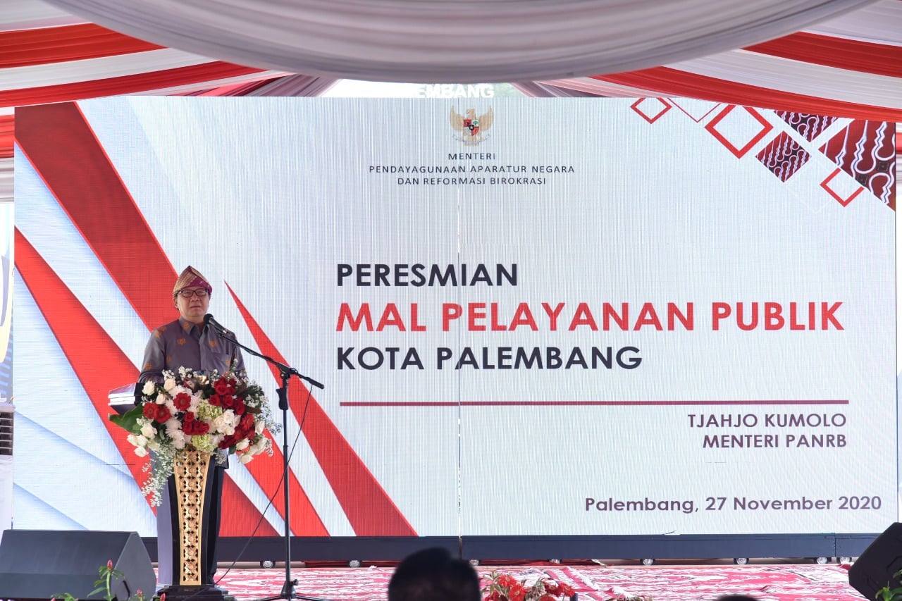 Menpan-RB Tjahjo Kumolo meresmikan Mal Pelayanan Publik (MPP) di Kota Palembang, Sumsel. 