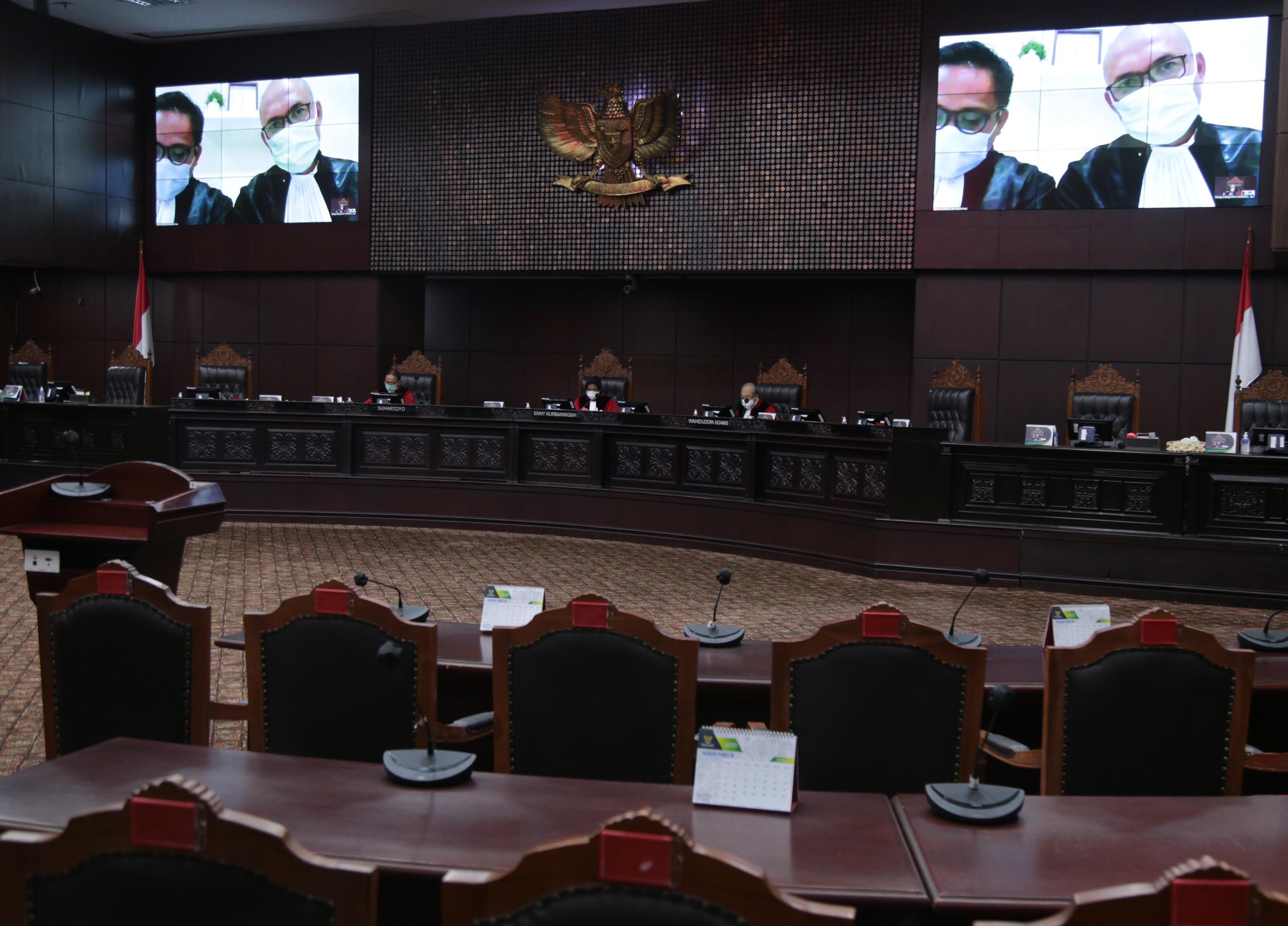 Sidang uji materil no perkara 85/PUU-VIII/2020 pengujian materil undang-undang no 26 Tahun 209 tentang Tipkor, hari ini.