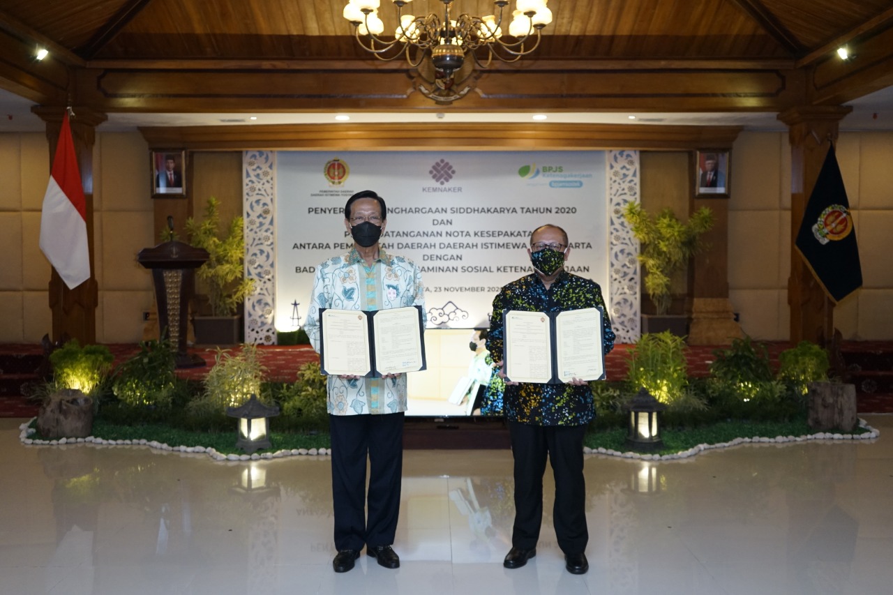 BPJAMSOSTEK menandatangani Nota Kesepakatan dengan Pemda DIY tentang Pelaksanaan Pengawasan dan Perlindungan Ketenagakerjaan di wilayah DIY