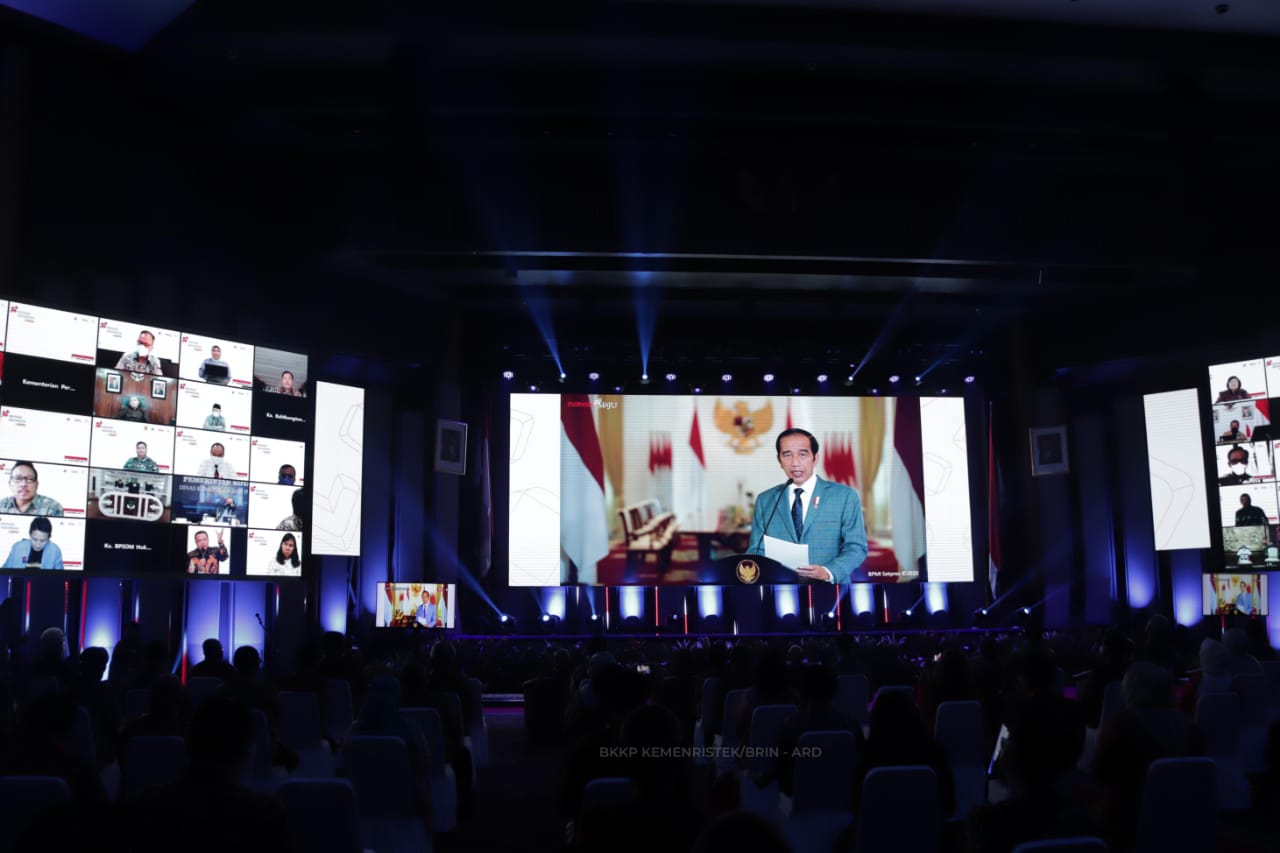 Presiden RI Joko Widodo membuka secara resmi Inovasi Indonesia Expo (I2E) 2020. 