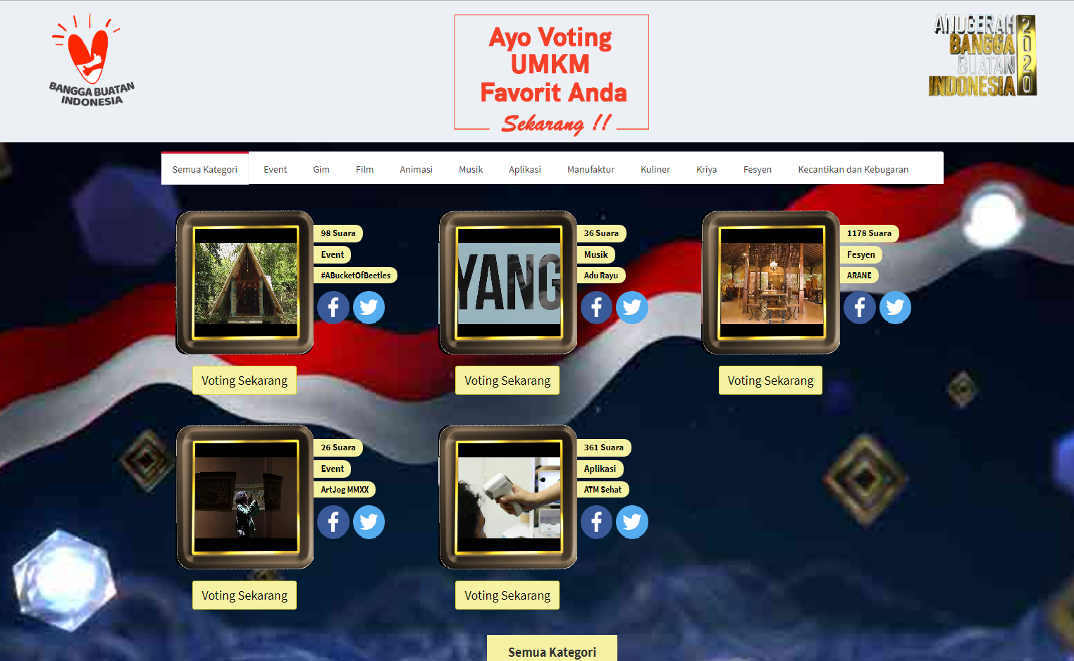  Anugerah Bangga Buatan Indonesia (BBI) 2020 melibatkan publik dalam proses penentuan juara.