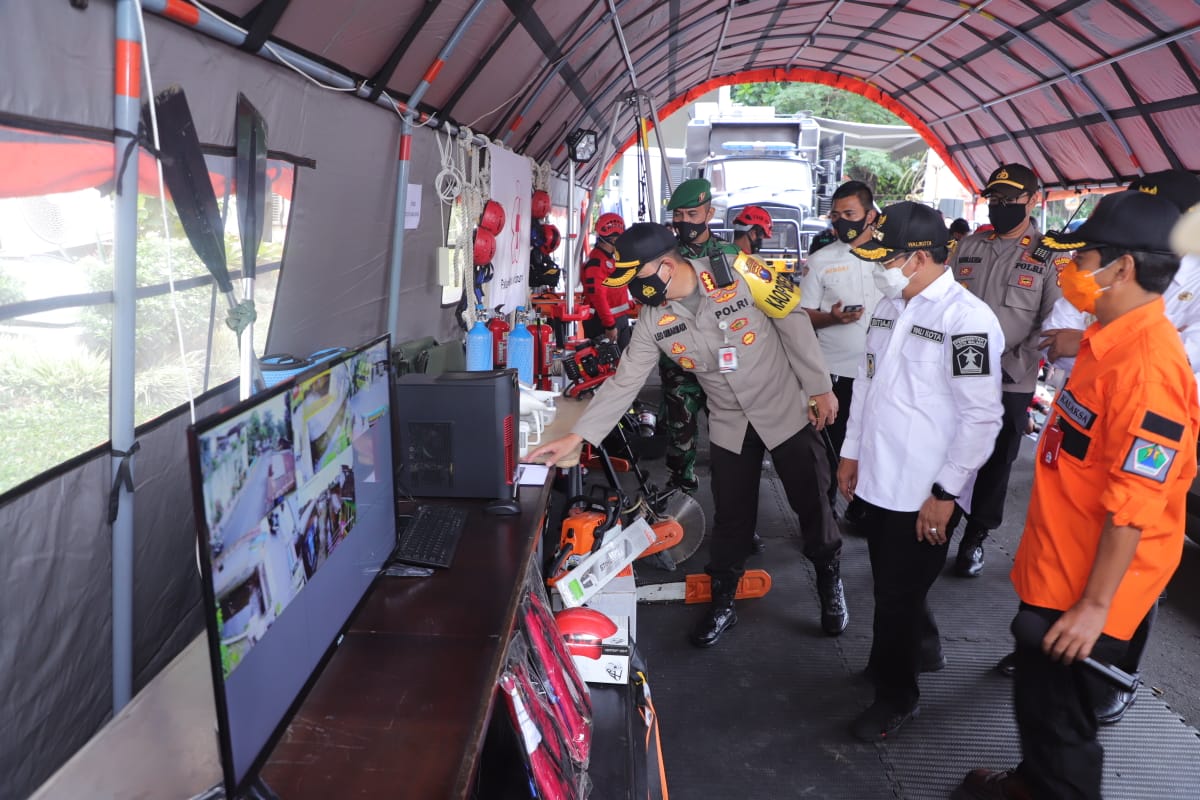 Wali Kota Malang Sutiaji bersama Forkopimda, Rabu (11/11) mengecek kesiapsiagaan mengantisipasi bencana hidrometeorologi. 
