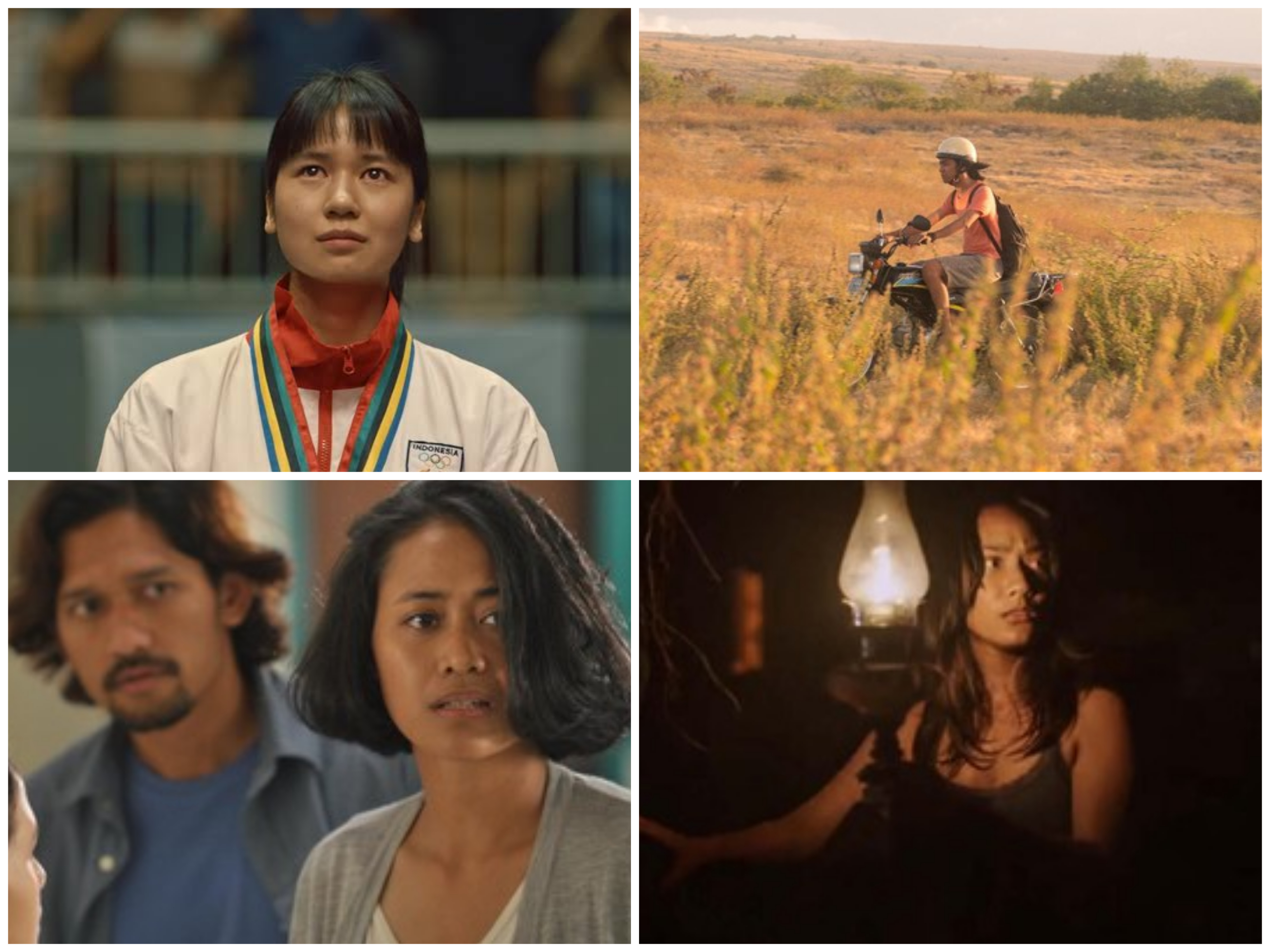 Searah jarum jam: Susi Susanti: Love All; Humba Dreams; Perempuan Tanah Jahanam; Mudik. 