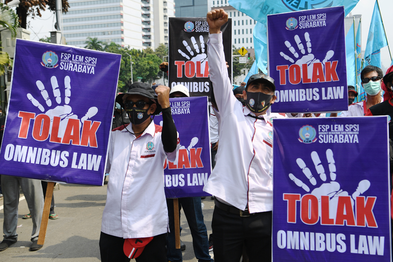 Unjuk rasa tolak UU Cipta Kerja beberapa waktu lalu