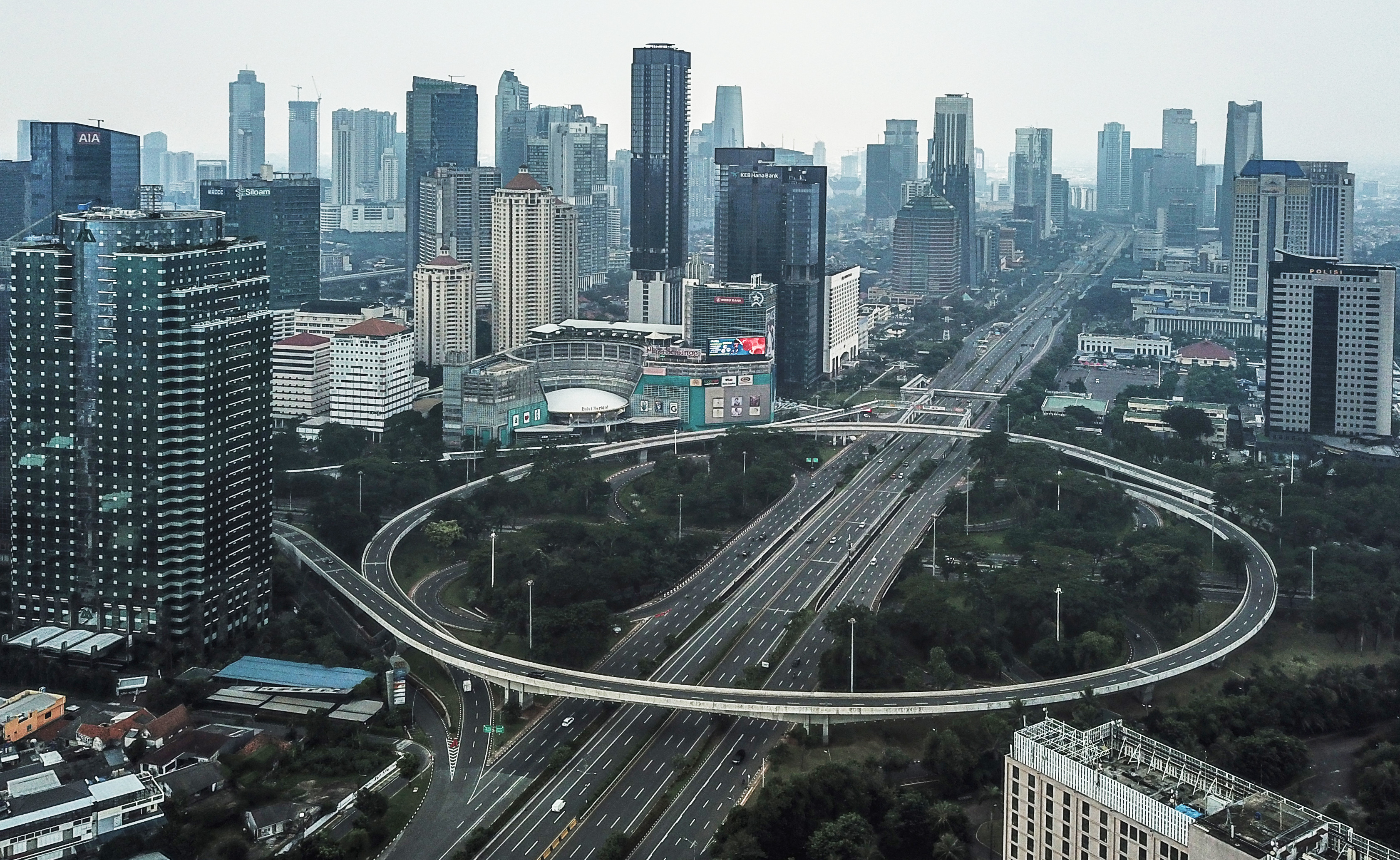 Foto udara kawasan Semanggi, Jakarta.