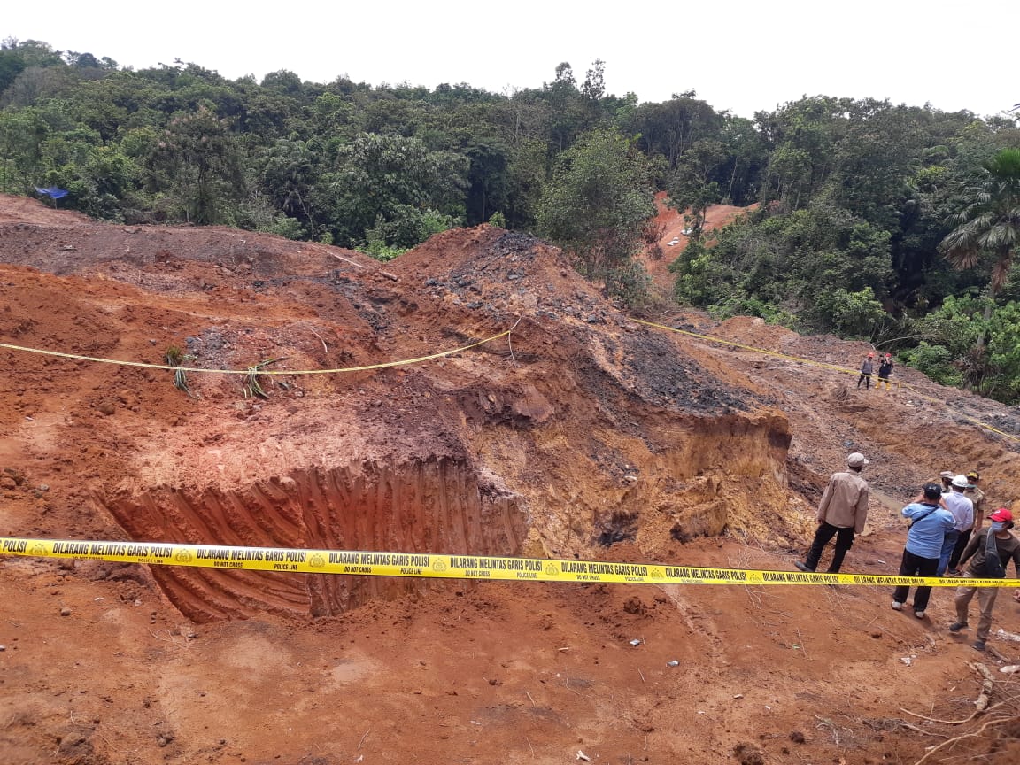 Lokasi tambang batubara ilegal yang mengakibatkan 11 orang penambang meninggal dunia di Muara Enim.