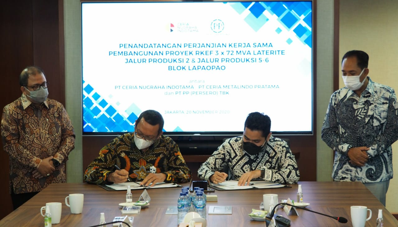 PT CNI dan PT Pembangunan Perumahan (PP) Persero jalin kerja sama dalam pembangunan  smelter feronikel di Kolaka, Sultra.