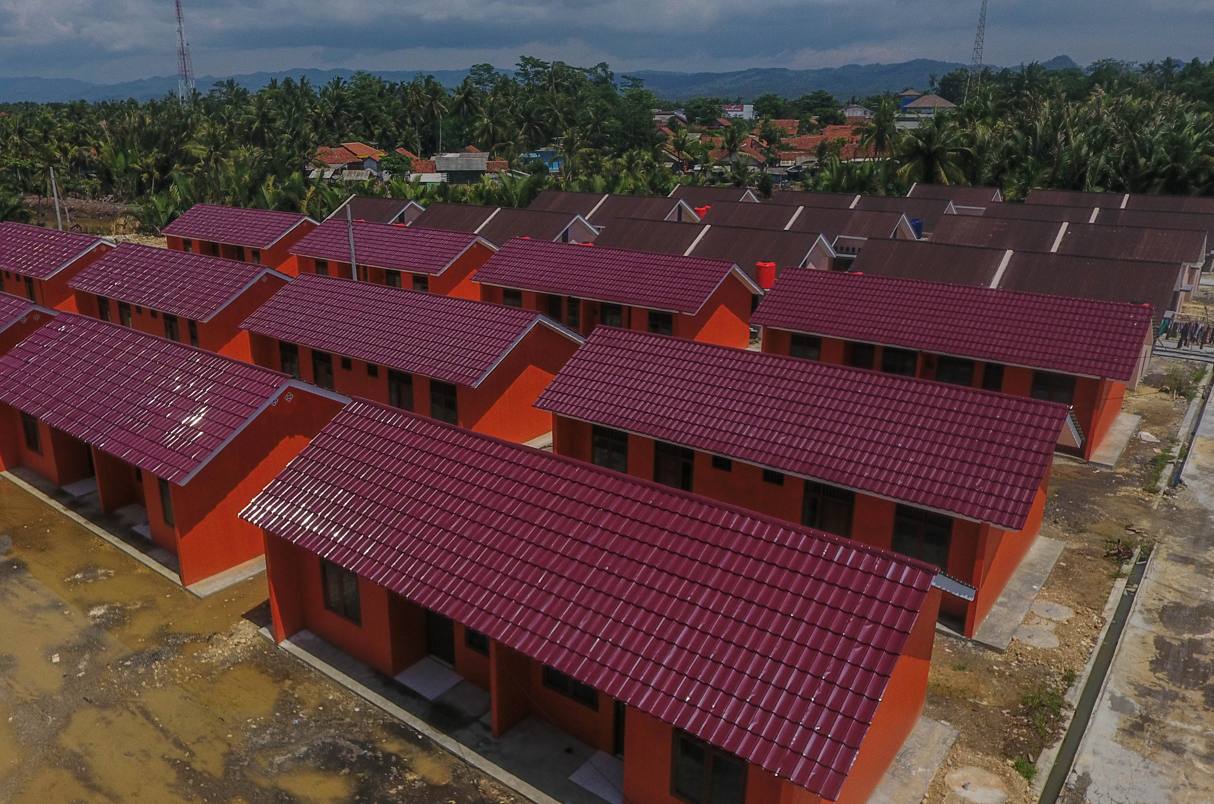 Foto udara Perumahan Nelayan Desa Pangandaran, di Kabupaten Pangandaran, Jawa Barat.