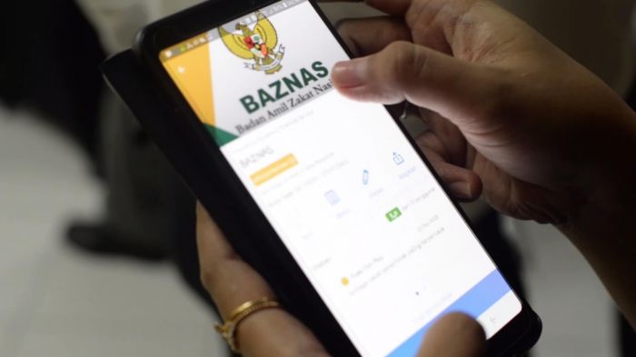 Aplikasi layanan zakat online Baznas.