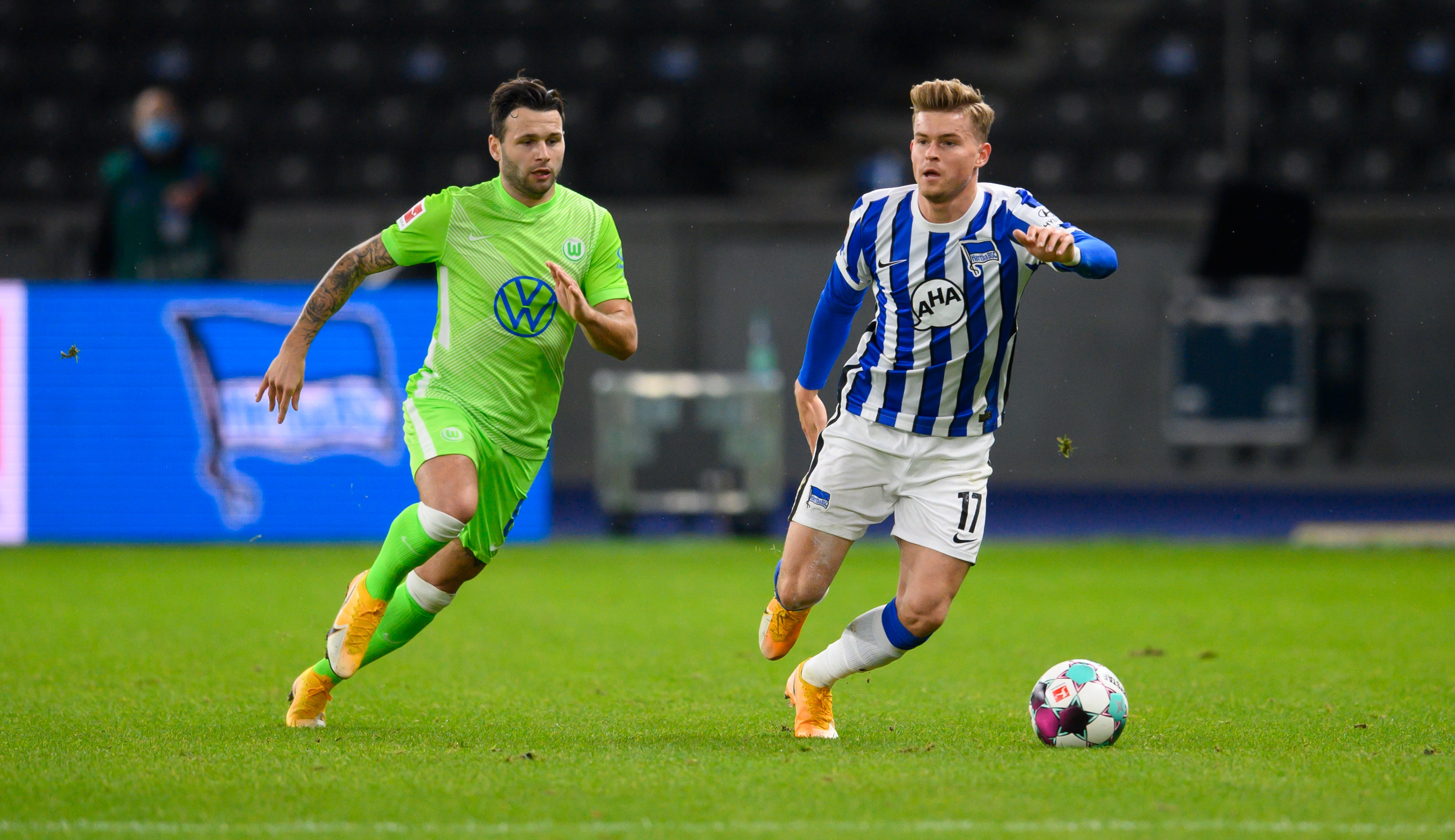 Laga Bundesliga antara Hertha Berlin dan Wolfsburg.