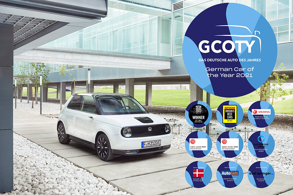 Gelar Honda e sebagai mobil Jepang pertama yang dianugerahi German Car of the Year.