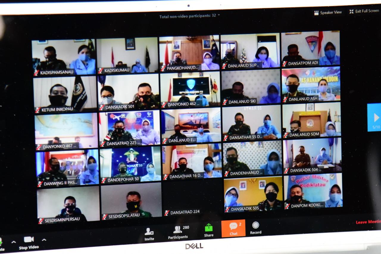 Apel Komandan Satuan TNI AU Tahun 2020 yang digelar secara virtual, Selasa (10/11). 