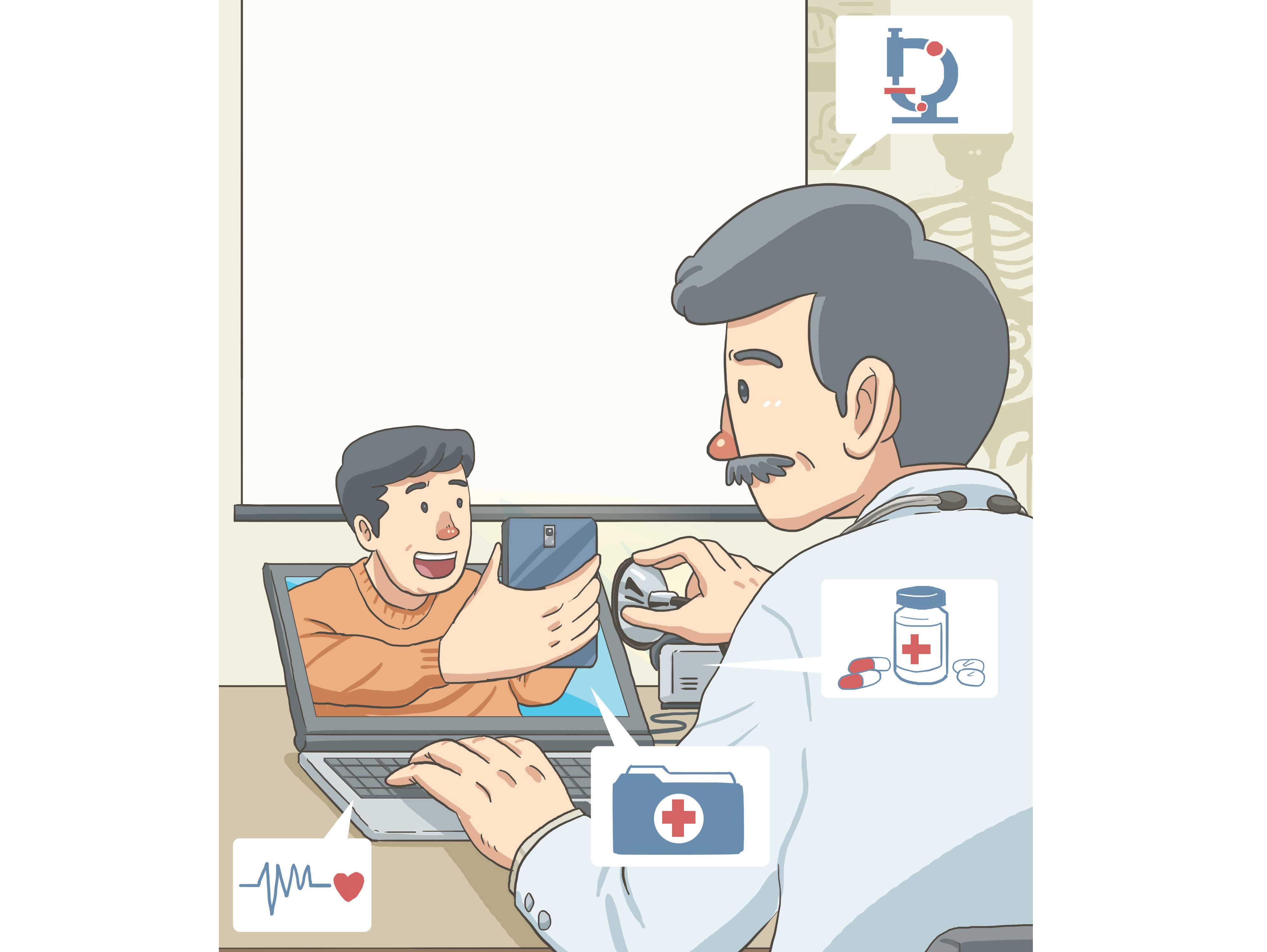Ilustrasi aplikasi kesehatan jarak jauh (telemedicine)