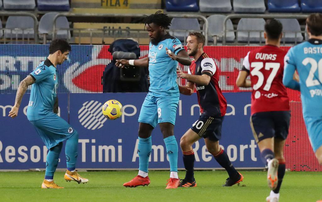 Laga Serie A antara Cagliari dan Spezia.