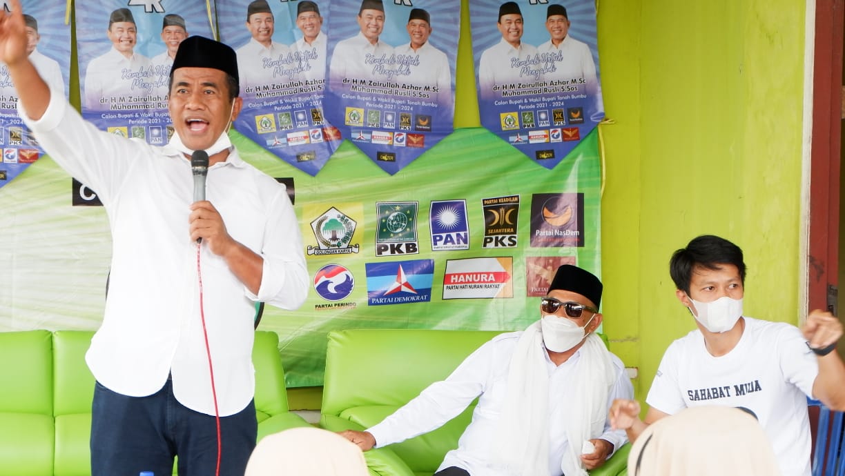 Mentan RI periode 2014-2019, Andi Amran Sulaiman menjadi juru kampanye calon 03 Zairullah Azhar-Muhammad Rusli di Pilkada Tanah Bumbu.