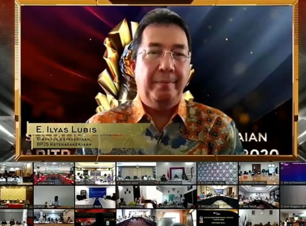 Direktur Kepesertaan BPJS Ketenagakerjaan, E. Ilyas Lubis saat webinar persiapan penilaian Paritrana Award tahun 2020.