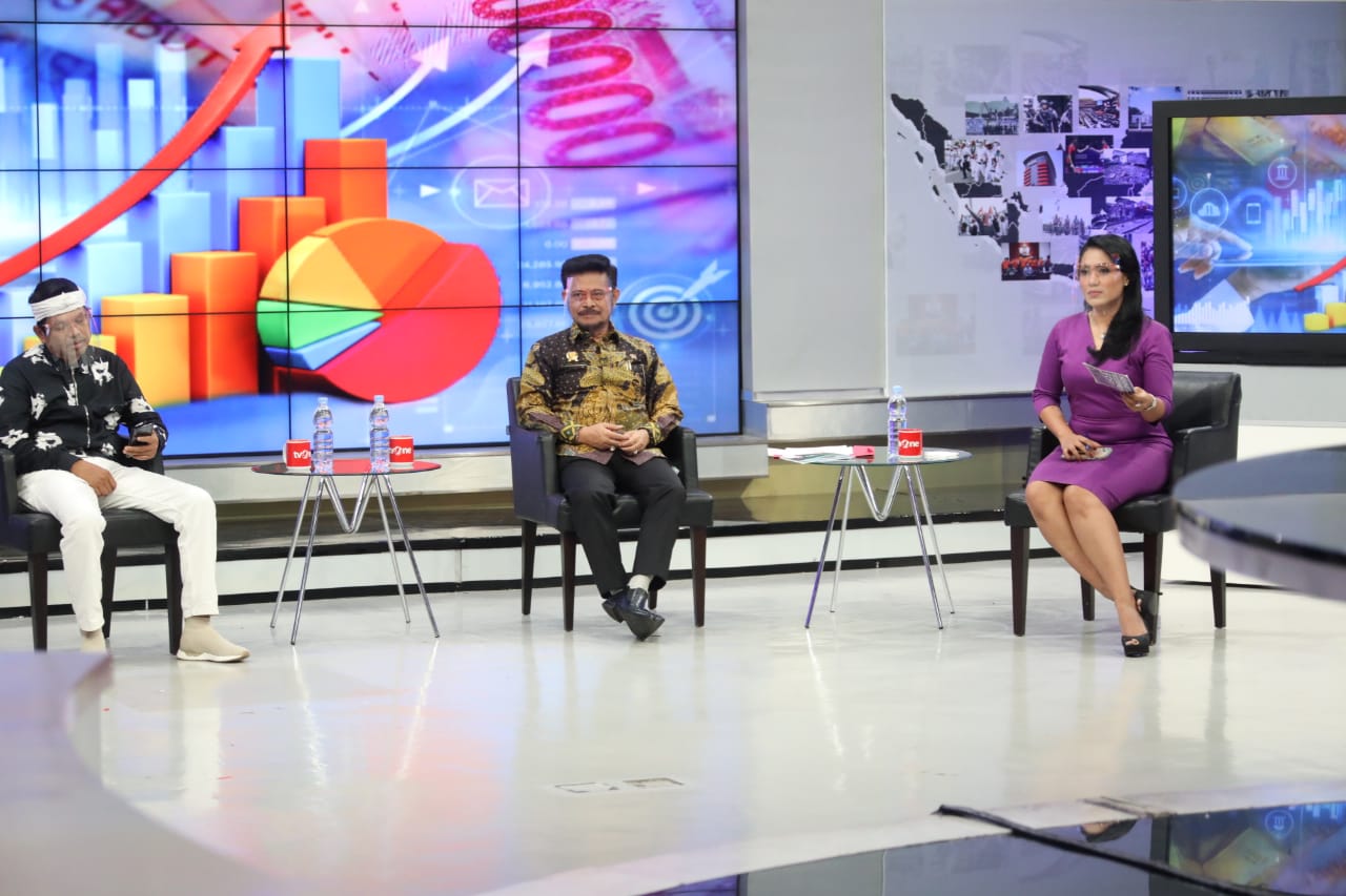 Mentan Syahrul Yasin Limpo menjadi pembicara dalam Indonesia Business Forum TV One, Rabu (30 /12).