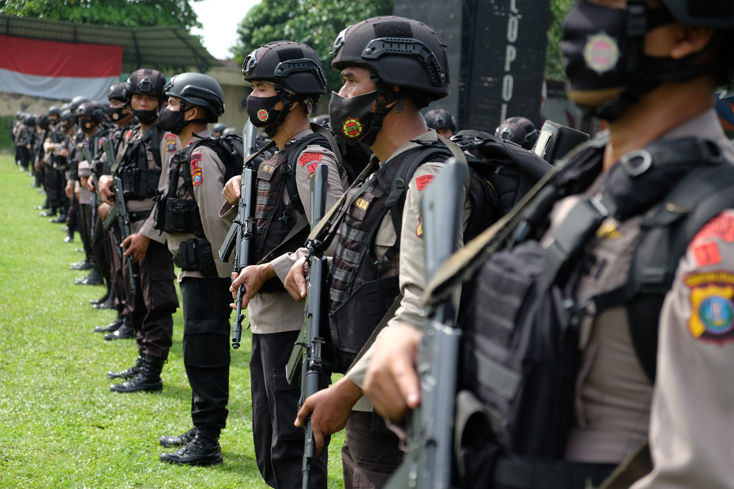 Ilustrasi apel personel Brimob Polri