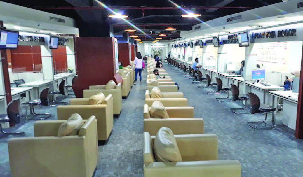 IKUTI PROTOKOL KESEHATAN: Suasana di Mal Pelayanan Publik (MPP) Grha Tiyasa Kota Bogor di Lippo Plaza Kebon Raya di Jalan Pajajaran 