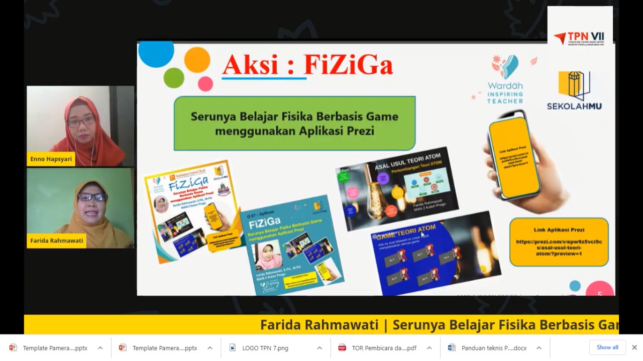 Farida Rahmawati, guru Fisika MAN 2 Kulon Progo saat memaparkan aplikasi FiZiGa secara daring di acara Wardah Inspiring Teacher 2020.