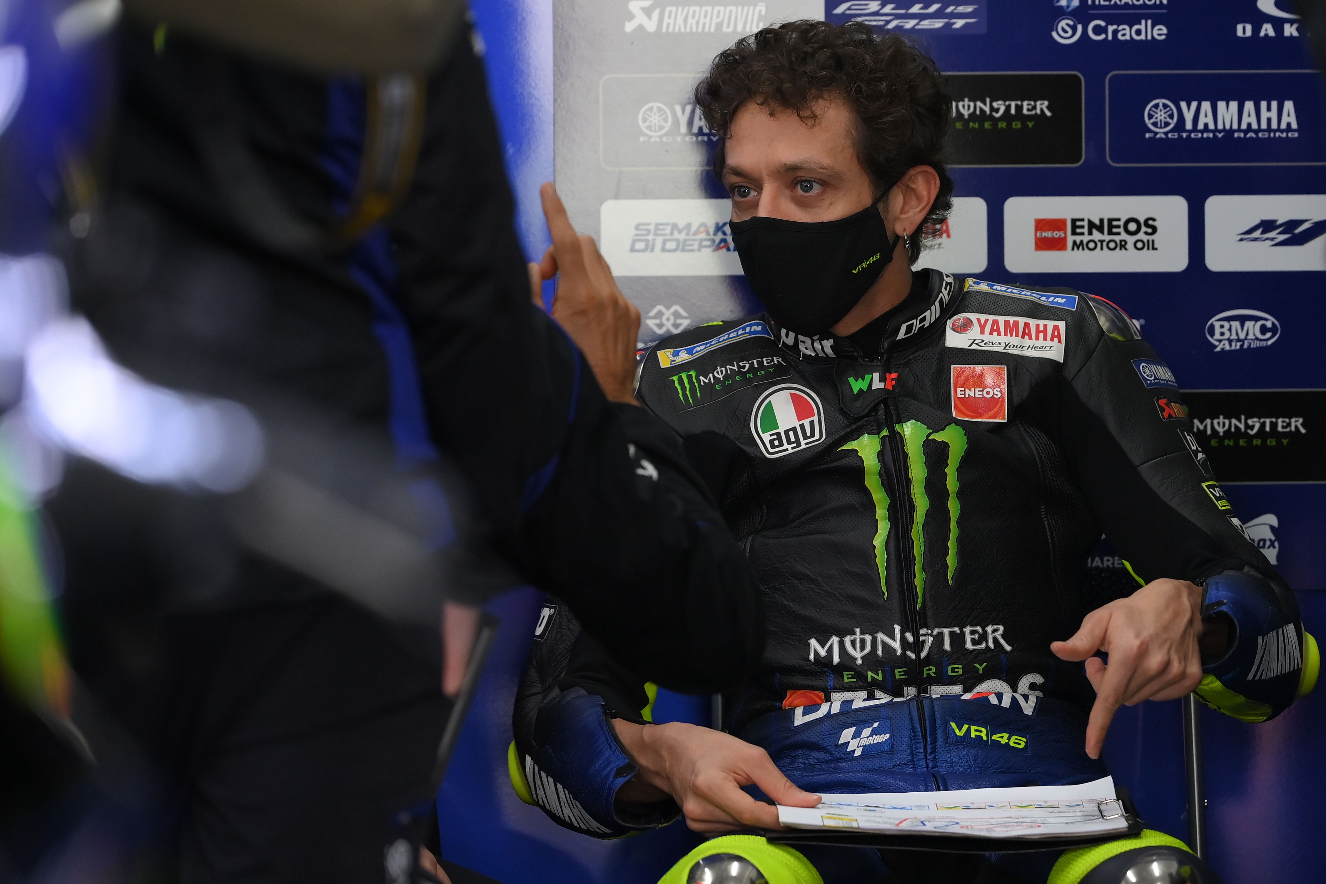 Pembalap asal Italia, Valentino Rossi, saat menghadiri sesi latihan MotoGP.