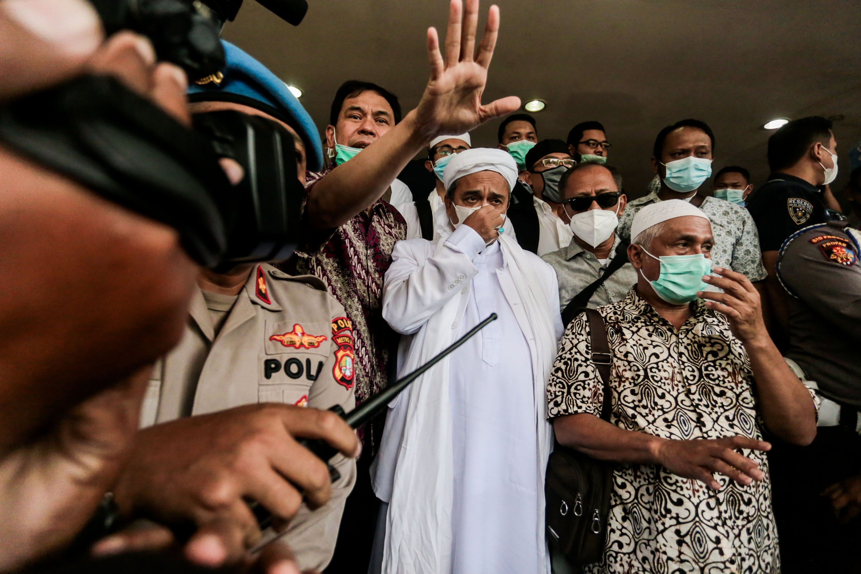 Rizieq Shihab saat datang ke Polda Metro Jaya