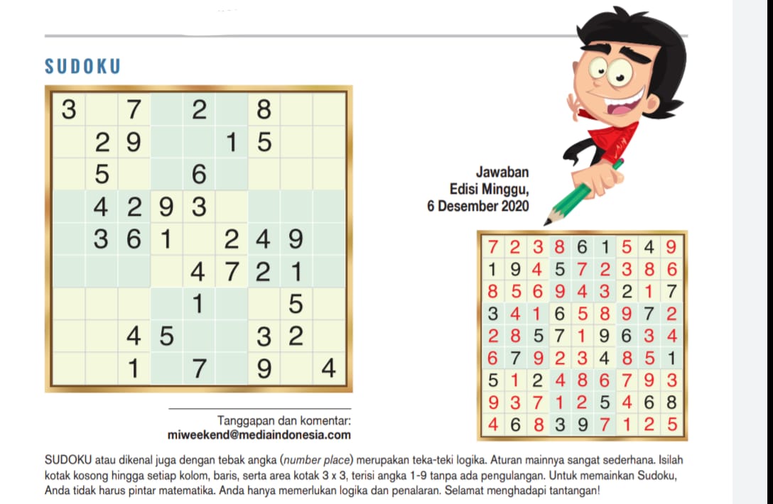 Sudoku Edisi 13 Desember 2020