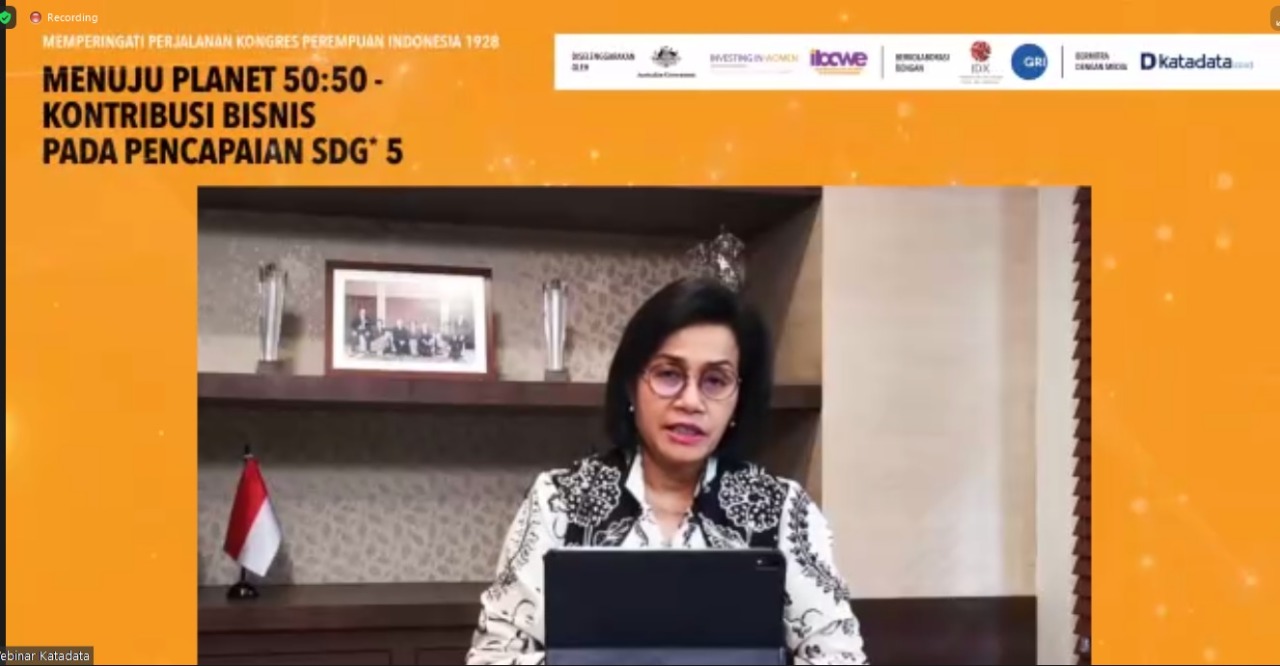 Menteri Keuangan Sri Mulyani Indrawati dalam webinar membahas SDGs