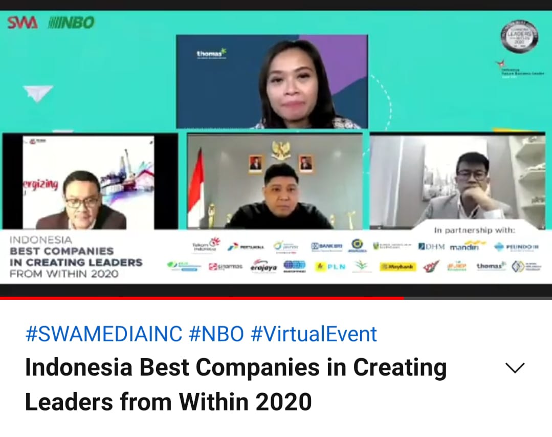 Pemberian penghargaan Indonesia Best Companies in Creating Leaders from Within 2020 yang digelar secara virtual, Senin (7/12).