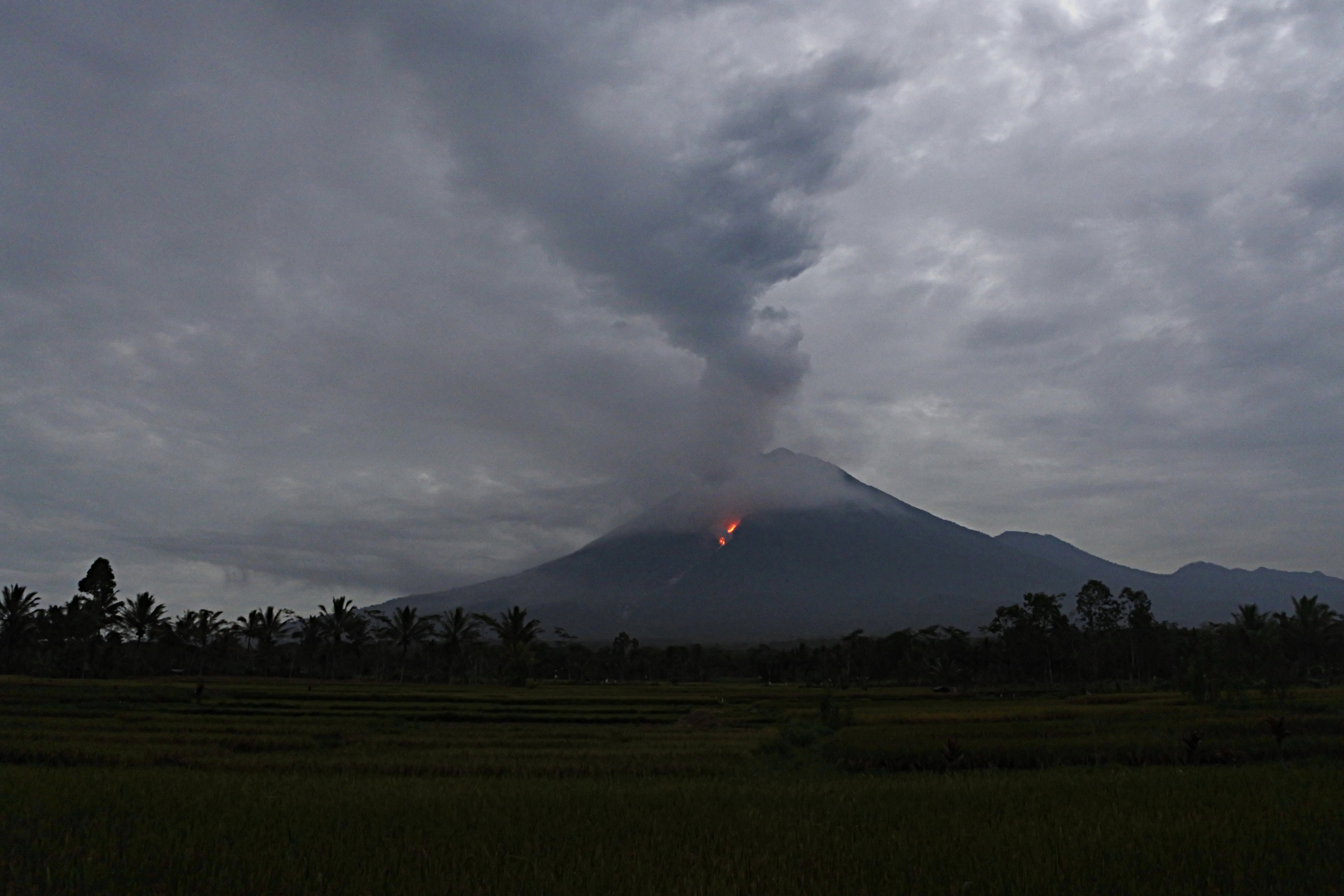 Aktivitas Gunung Semeru mengalami peningkatan selama lima hari terakhir, ditandai dengan meluncurnya guguran lava pijar dari Kawah Jonggring