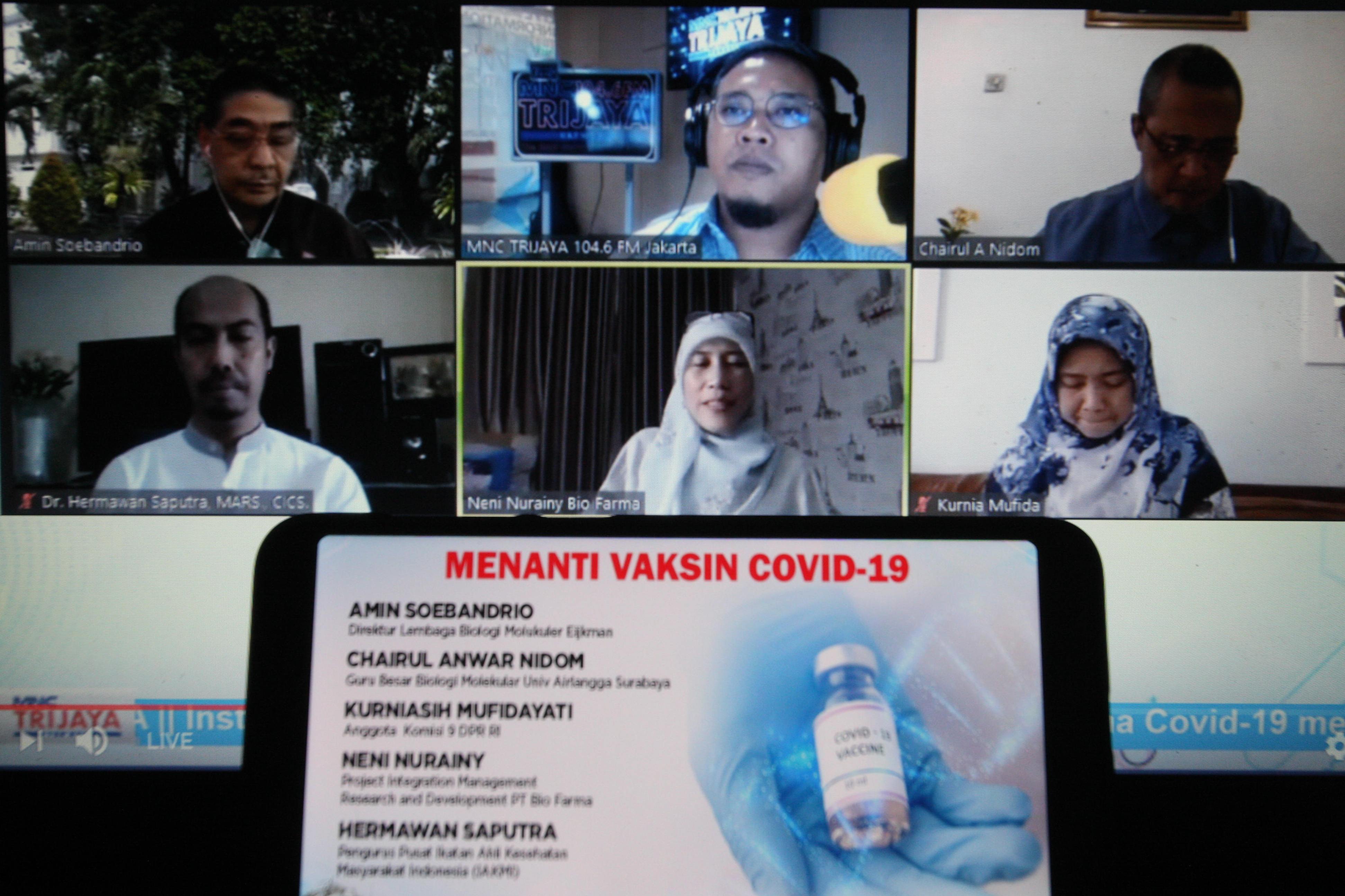 Acara diskusi tentang vaksin covid-19 di Jakarta, beberapa waktu lalu.