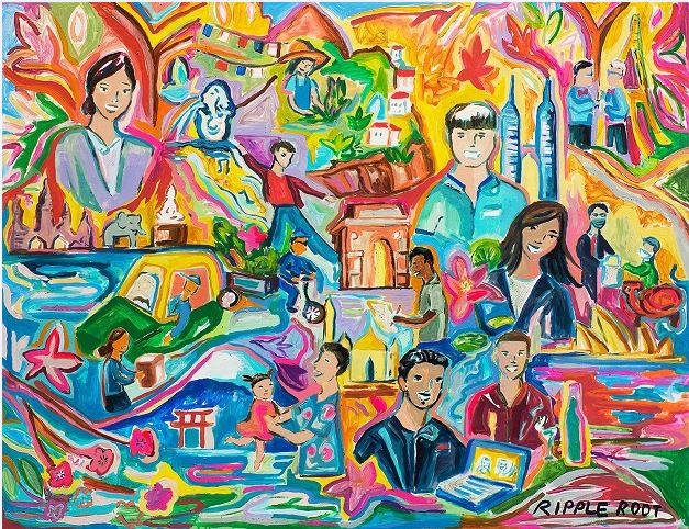 Lukisan karya seniman kolektif Singapura Ripple Root.