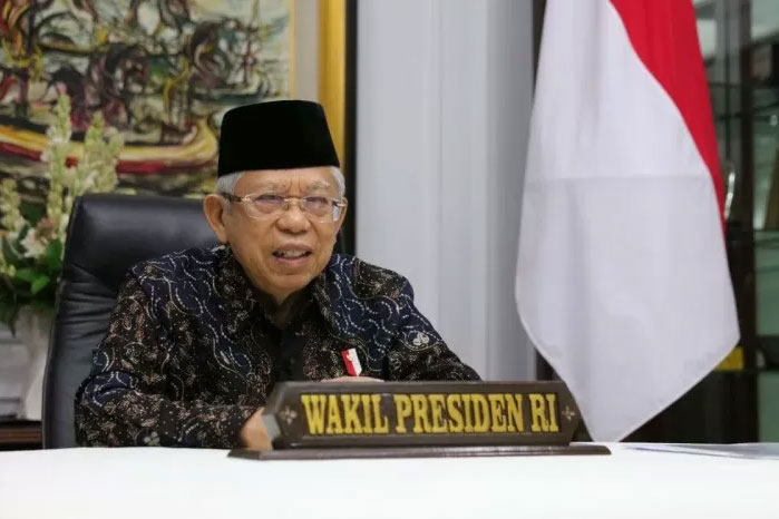 Wakil Presiden Ma’ruf Amin menyampaikan pidato kunci pada Seminar dan Sarasehan Nasional Himpunan Pengembang Nusantara secara daring  