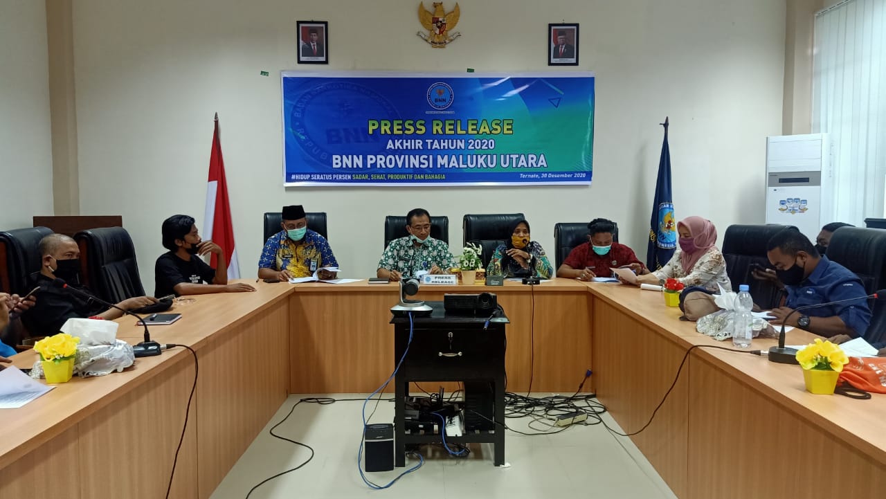 BNNP Maluku Utara mengungkapkan kasus narkoba sepanjang 2020 menurun dibandingkan 2018 dan 2019.
